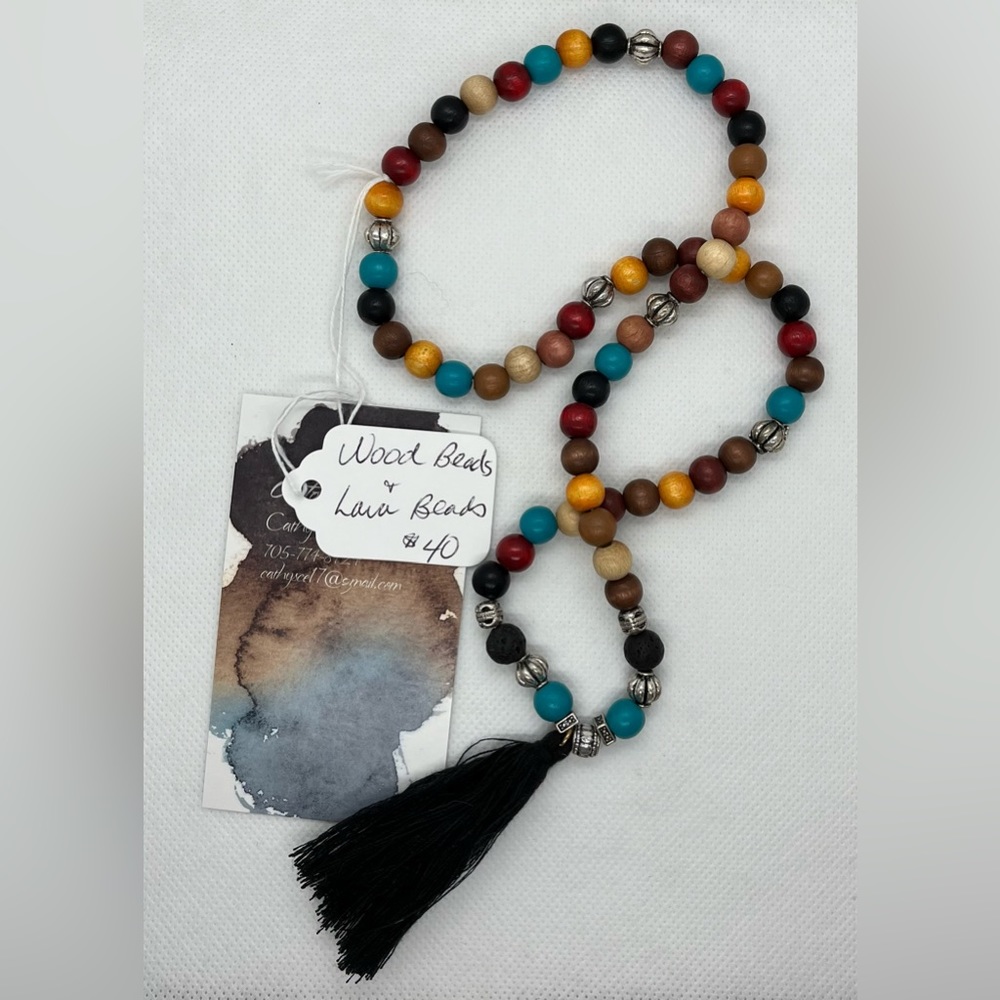Multi-coloured Wooden Bead Half Mala